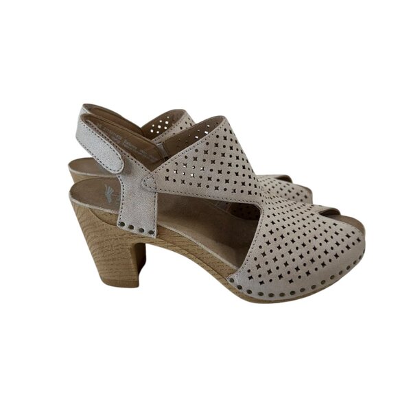 Dansko Teagan Womens Size 36 Perforated Leather Slingback Heeled Sandals Beige - Picture 8 of 15